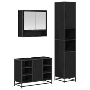 Sada koupelnového nábytku 3 pcs Černý dub kompozitní dřevo - obrázek 2