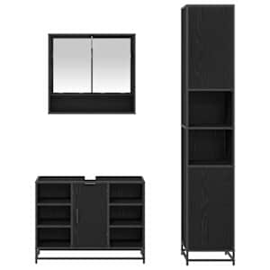 Sada koupelnového nábytku 3 pcs Černý dub kompozitní dřevo - obrázek 8