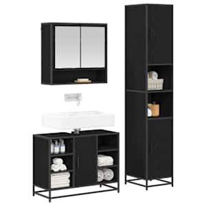 Sada koupelnového nábytku 3 pcs Černý dub kompozitní dřevo - obrázek 3