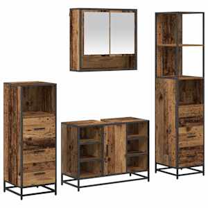vidaXL Vannitoa m&ouml;&ouml;bleset 4 tk Vana puit 80 x 33 x 60 cm Tehispuit