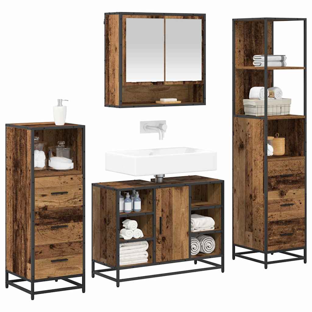 vidaXL Badkamermeubelset 4 pcs Oud hout 80 x 33 x 60 cm Bewerkt hout
