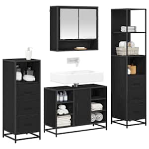Sada koupelnového nábytku 4 pcs Černý dub kompozitní dřevo - obrázek 3