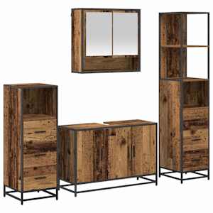 vidaXL Vannitoa m&ouml;&ouml;bleset 4 tk Vana puit 90 x 33 x 60 cm Tehispuit