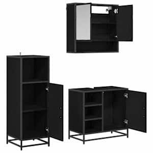 Sada koupelnového nábytku 3 pcs Černý dub kompozitní dřevo - obrázek 5