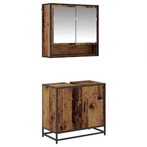 vidaXL Vannitoa m&ouml;&ouml;bleset 2 tk Vana puit 65 x 33 x 60 cm Tehispuit