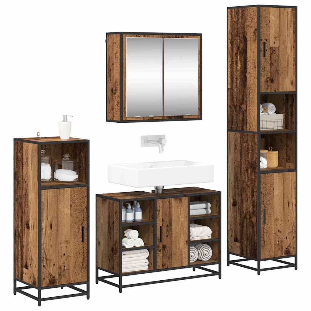 vidaXL Badkamermeubelset 4 pcs Oud hout 80 x 33 x 60 cm Bewerkt hout