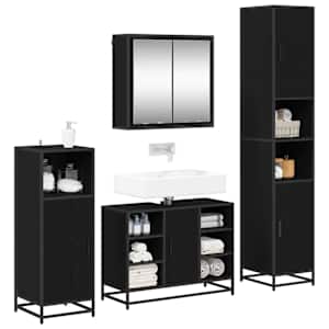 Sada koupelnového nábytku 4 pcs Černý dub kompozitní dřevo - obrázek 3