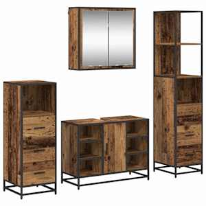vidaXL Vannitoa m&ouml;&ouml;bleset 4 tk Vana puit 80 x 33 x 60 cm Tehispuit