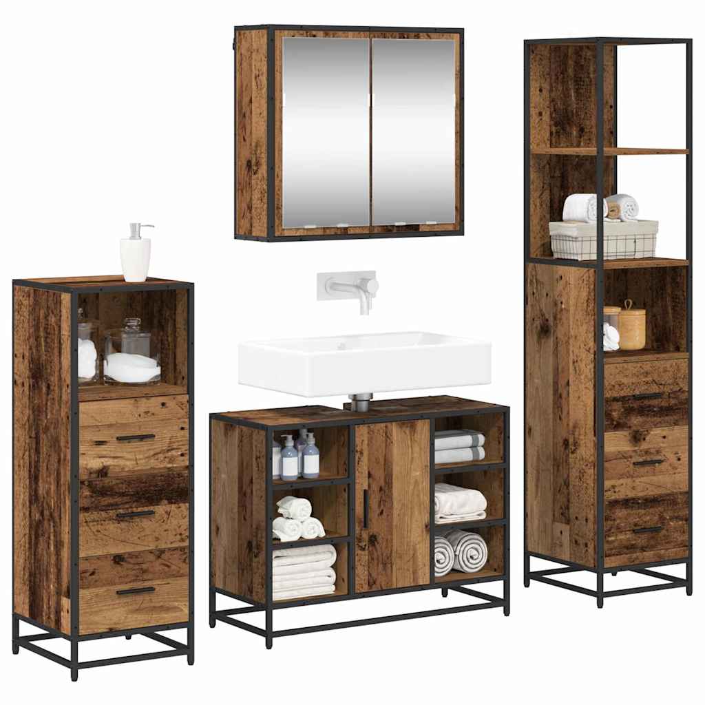 vidaXL Badkamermeubelset 4 pcs Oud hout 80 x 33 x 60 cm Bewerkt hout