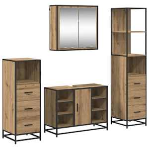 vidaXL Vannitoa m&ouml;&ouml;bleset 4 tk K&auml;sit&ouml;&ouml;puu 80 x 33 x 60 cm Tehispuit