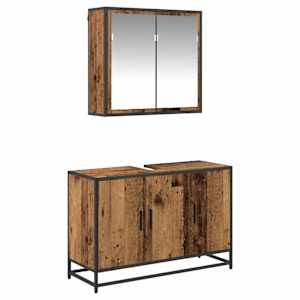 vidaXL Vannitoa m&ouml;&ouml;bleset 2 tk Vana puit 90 x 33 x 60 cm Tehispuit