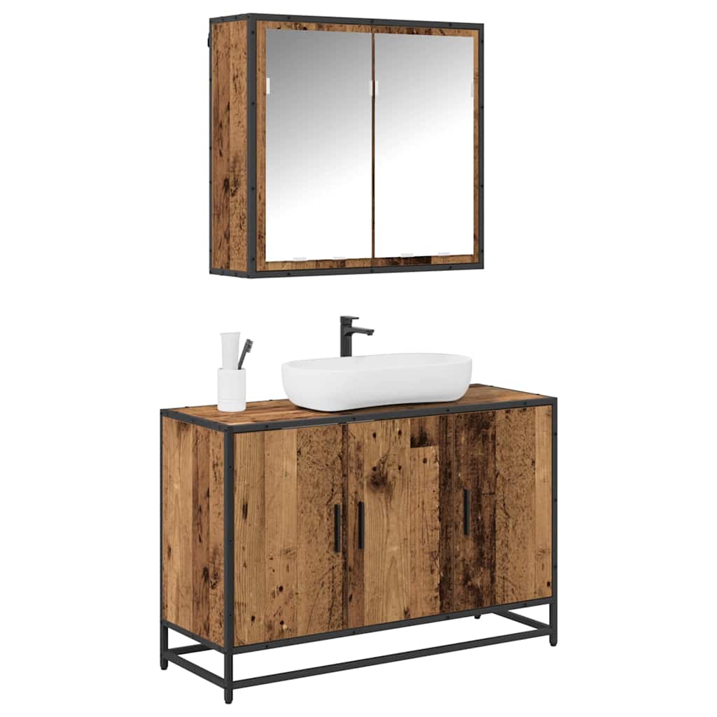 vidaXL Badkamermeubelset 2 pcs Oud hout 90 x 33 x 60 cm Bewerkt hout