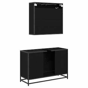 Sada koupelnového nábytku 2 pcs Černý dub kompozitní dřevo - obrázek 9