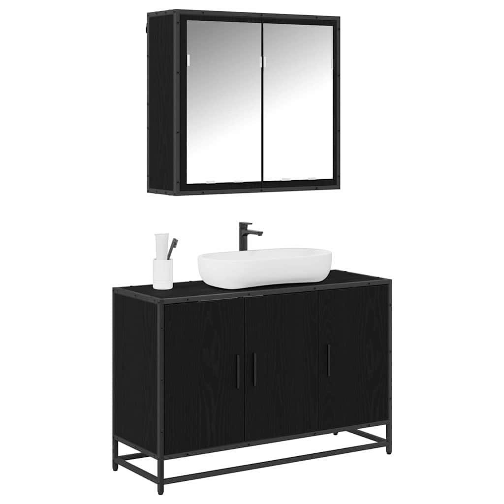 vidaXL Badkamermeubelset met opslag 2 pcs Zwart eiken 90 x 33 x 60 cm
