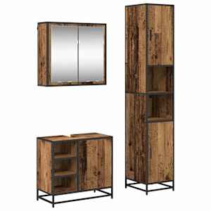 vidaXL Vannitoa m&ouml;&ouml;bleset 3 tk Vana puit 65 x 33 x 60 cm Tehispuit