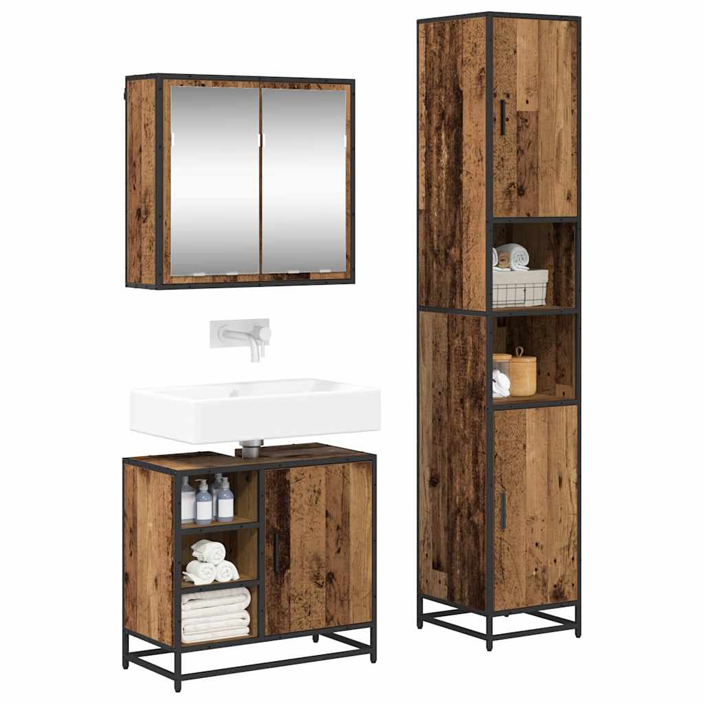 vidaXL Badkamermeubelset 3 pcs Oud hout 65 x 33 x 60 cm Bewerkt hout