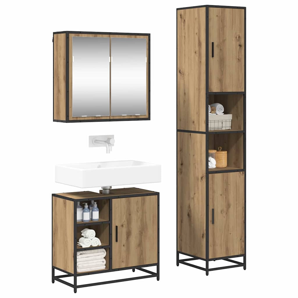 vidaXL Badkamermeubelset 3 pcs artisanaal eikenkleurig 65 x 33 x 60 cm