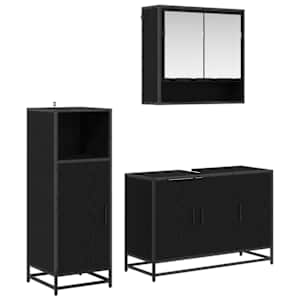 vidaXL Vannitoa m&ouml;&ouml;bleset 3 tk Must tamm 90 x 33 x 60 cm Tehispuit