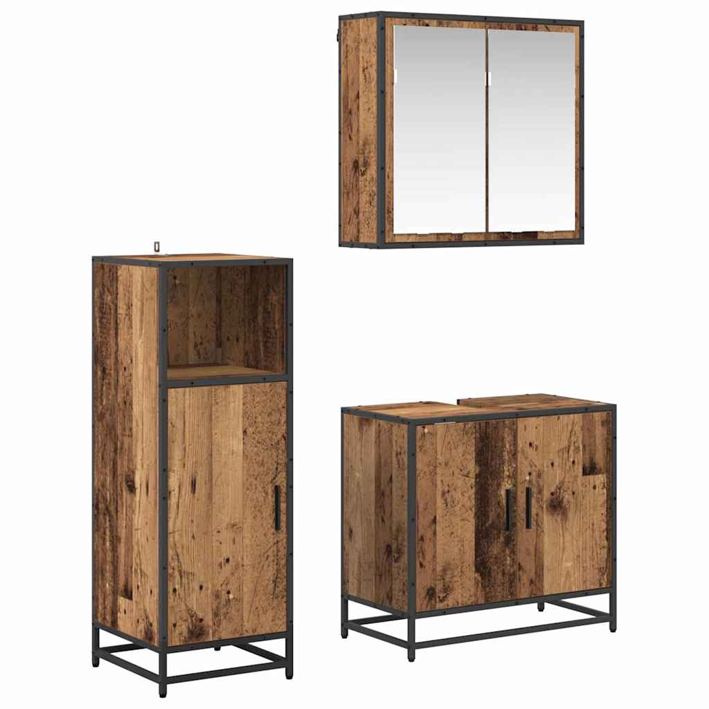 vidaXL Badezimmermöbel Set 3 pcs Altholz 60 x 33 x 60 cm Holzwerkstoff