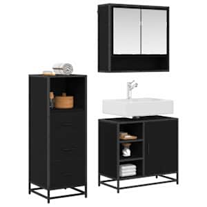 Sada koupelnového nábytku 3 pcs Černý dub kompozitní dřevo - obrázek 2