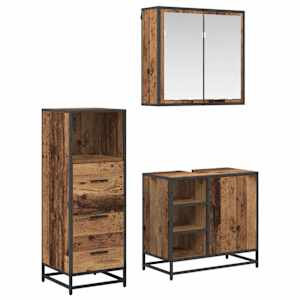 vidaXL Vannitoa m&ouml;&ouml;bleset 3 tk Vana puit 65 x 33 x 60 cm Tehispuit