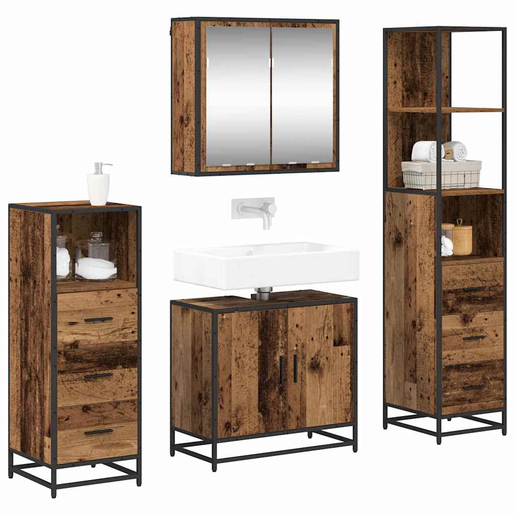 vidaXL Badkamermeubelset 4 pcs Oud hout 65 x 33 x 60 cm Bewerkt hout
