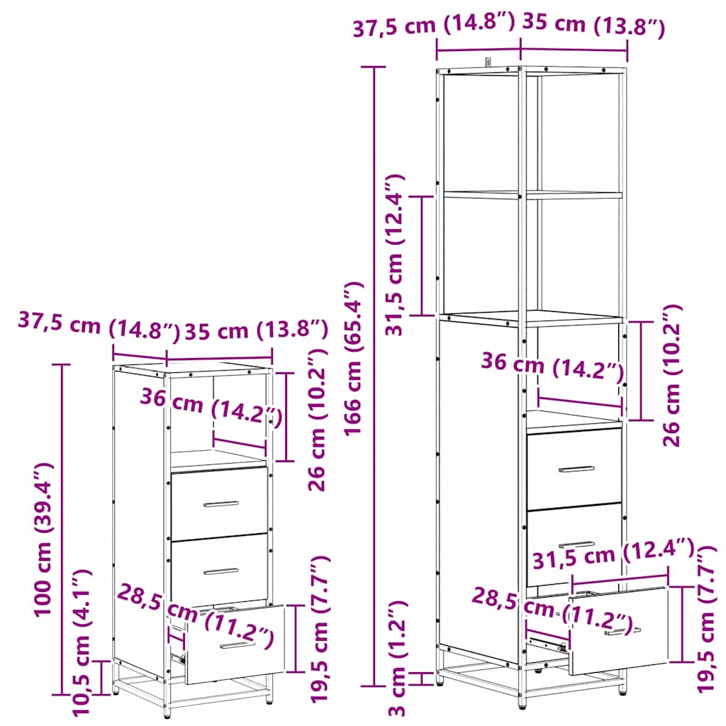Sada koupelnového nábytku 4 pcs Staré dřevo kompozitní dřevo - obrázek 18
