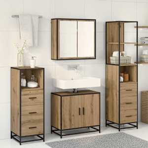 Sada koupelnového nábytku 4 pcs Artisanový dub kompozitní dřevo - obrázek 4