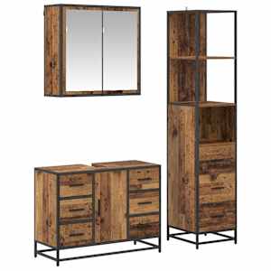 vidaXL Vannitoa m&ouml;&ouml;bleset 3 tk Vana puit 80 x 33 x 60 cm Tehispuit