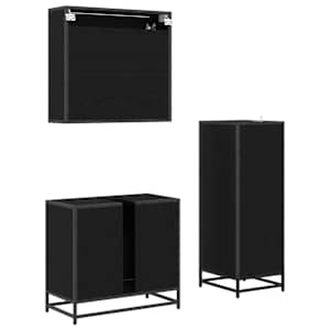 Sada koupelnového nábytku 3 pcs Černý dub kompozitní dřevo - obrázek 5