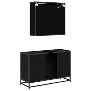 Sada koupelnového nábytku 2 pcs Černý dub kompozitní dřevo - obrázek 9