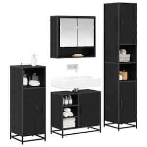 Sada koupelnového nábytku 4 pcs Černý dub kompozitní dřevo - obrázek 3