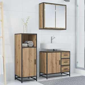 Sada koupelnového nábytku 3 pcs Artisanový dub kompozitní dřevo - obrázek 4