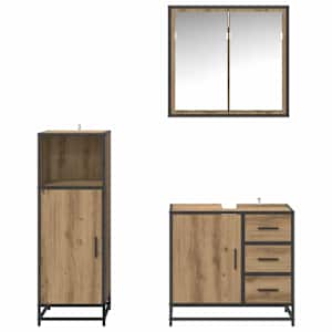 Sada koupelnového nábytku 3 pcs Artisanový dub kompozitní dřevo - obrázek 9
