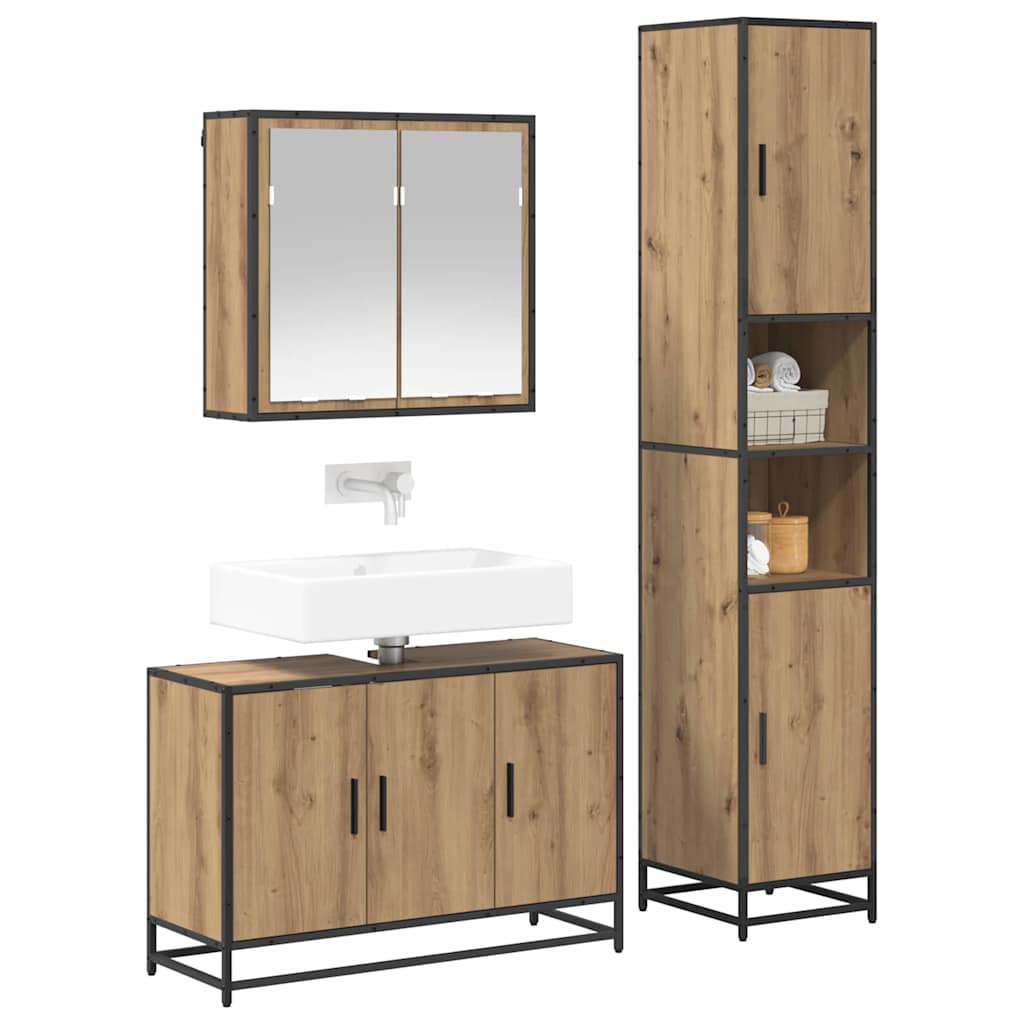 vidaXL Badkamermeubelset 3 pcs artisanaal eikenkleurig 90 x 33 x 60 cm