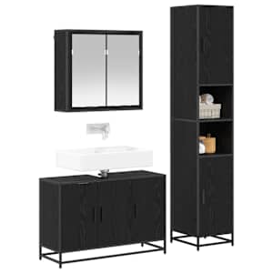 Sada koupelnového nábytku 3 pcs Černý dub kompozitní dřevo - obrázek 3