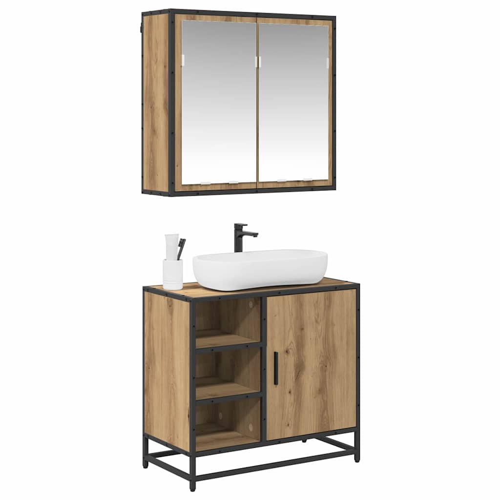 vidaXL Badkamermeubelset 2 pcs artisanaal eikenkleurig 65 x 33 x 60 cm