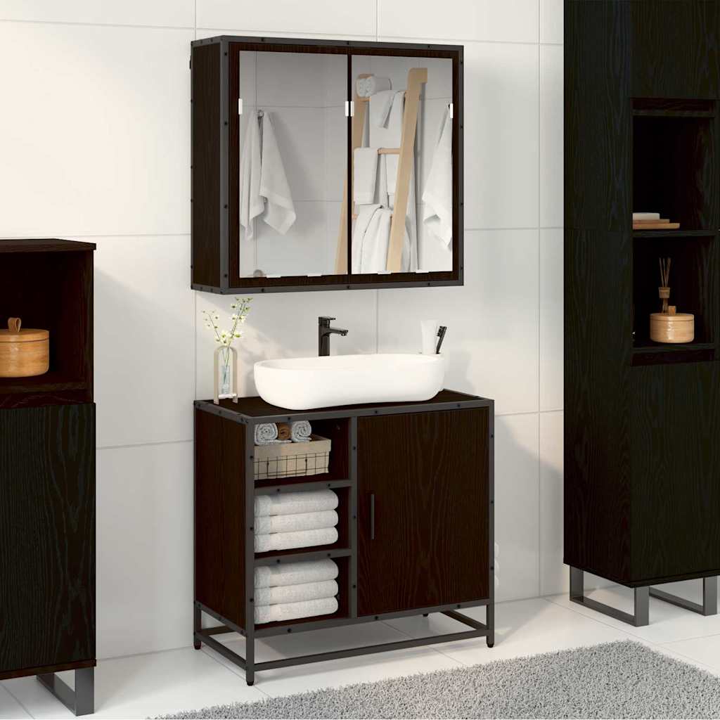 Seturi de mobilier pentru baie - Set de mobilier pentru baie 2 pcs Stejar negru 65 x 33 x 60 cm