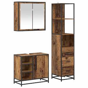 vidaXL Vannitoa m&ouml;&ouml;bleset 3 tk Vana puit 65 x 33 x 60 cm Tehispuit