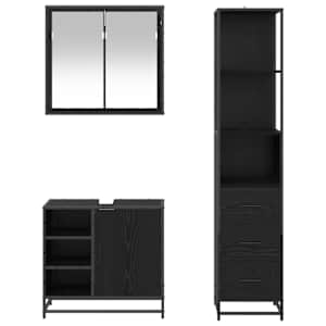 Sada koupelnového nábytku 3 pcs Černý dub kompozitní dřevo - obrázek 8