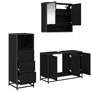 Sada koupelnového nábytku 3 pcs Černý dub kompozitní dřevo - obrázek 5
