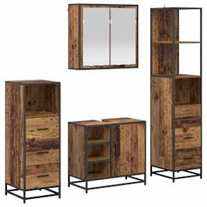 vidaXL Vannitoa m&ouml;&ouml;bleset 4 tk Vana puit 65 x 33 x 60 cm Tehispuit