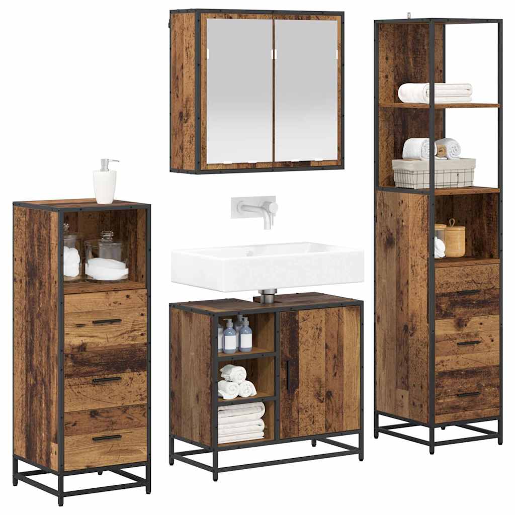 vidaXL Badkamermeubelset 4 pcs Oud hout 65 x 33 x 60 cm Bewerkt hout