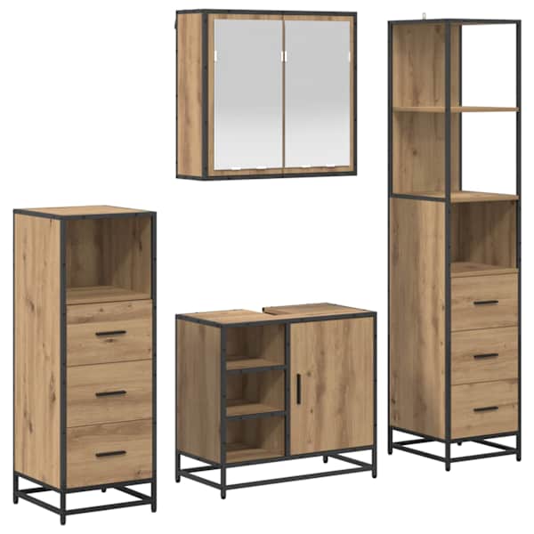 vidaXL Vannitoa m&ouml;&ouml;bleset 4 tk K&auml;sit&ouml;&ouml;puu 65 x 33 x 60 cm Tehispuit