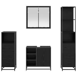 Sada koupelnového nábytku 4 pcs Černý dub kompozitní dřevo - obrázek 9