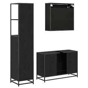 Sada koupelnového nábytku 3 pcs Černý dub kompozitní dřevo - obrázek 9