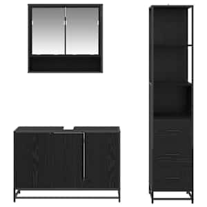 Sada koupelnového nábytku 3 pcs Černý dub kompozitní dřevo - obrázek 8