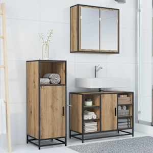 Sada koupelnového nábytku 3 pcs Artisanový dub kompozitní dřevo - obrázek 4