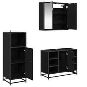 Sada koupelnového nábytku 3 pcs Černý dub kompozitní dřevo - obrázek 5
