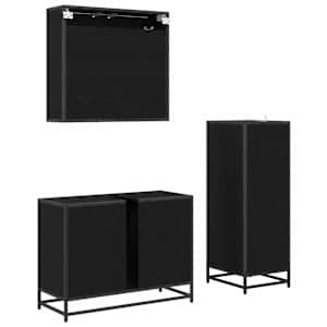 Sada koupelnového nábytku 3 pcs Černý dub kompozitní dřevo - obrázek 10